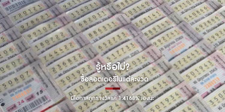 รู้หรือไม่? ซื้อลอตเตอรี่ในแต่ละงวดมีโอกาสถูกรางวัลแค่ 1.4168% เองนะ
