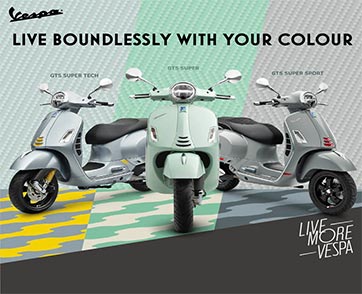 VESPA เสนอ “3 เฉดสีใหม่” แห่งแรงบันดาลใจ จากสกู๊ตเตอร์ตระกูล GTS 