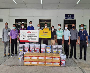 สีกัปตัน หนุนรพ.สนามต้านโควิด จับมือ Dow มอบสีทาอาคารให้เทศบาลบ้านฉาง