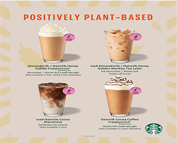 สตาร์บัคส์ เอาใจสายรักสุขภาพ เปิดตัวเครื่องดื่มจากนม Plant-based และเมนูอาหารที่ทำจากพืชคู่กัน
