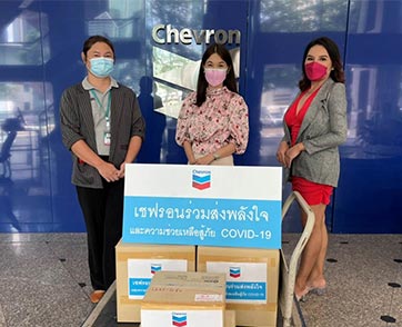 เชฟรอนและพนักงานมอบเครื่องวัดออกซิเจนปลายนิ้ว สนับสนุนโครงการ Com COVID-19
