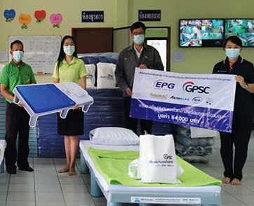 กลุ่มจีพีเอสซีร่วมกับพันธมิตร มอบเตียงสนาม-ชุดเครื่องนอน ให้ศูนย์พักคอยใน จ.ระยอง 