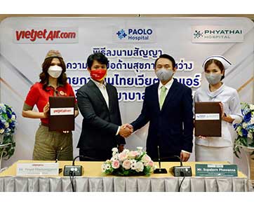 ไทยเวียตเจ็ทลงนามสัญญาความร่วมมือด้านสุขภาพกับเครือโรงพยาบาลพญาไท-เปาโล ฐานะศูนย์กลางการท่องเที่ยวเชิงการแพทย์