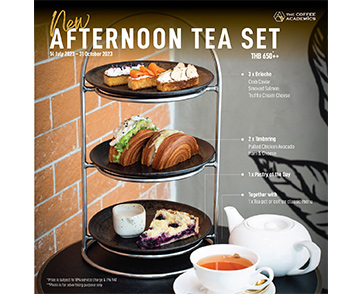 “เดอะ คอฟฟี่ อะคาเดมิคส์” ชวนจิบชายามบ่ายกับชุด “Afternoon Tea Set” ใหม่ ในราคา 650++ บาท พร้อมให้บริการตั้งแต่วันนี้ – 31 ตุลาคม ศกนี้